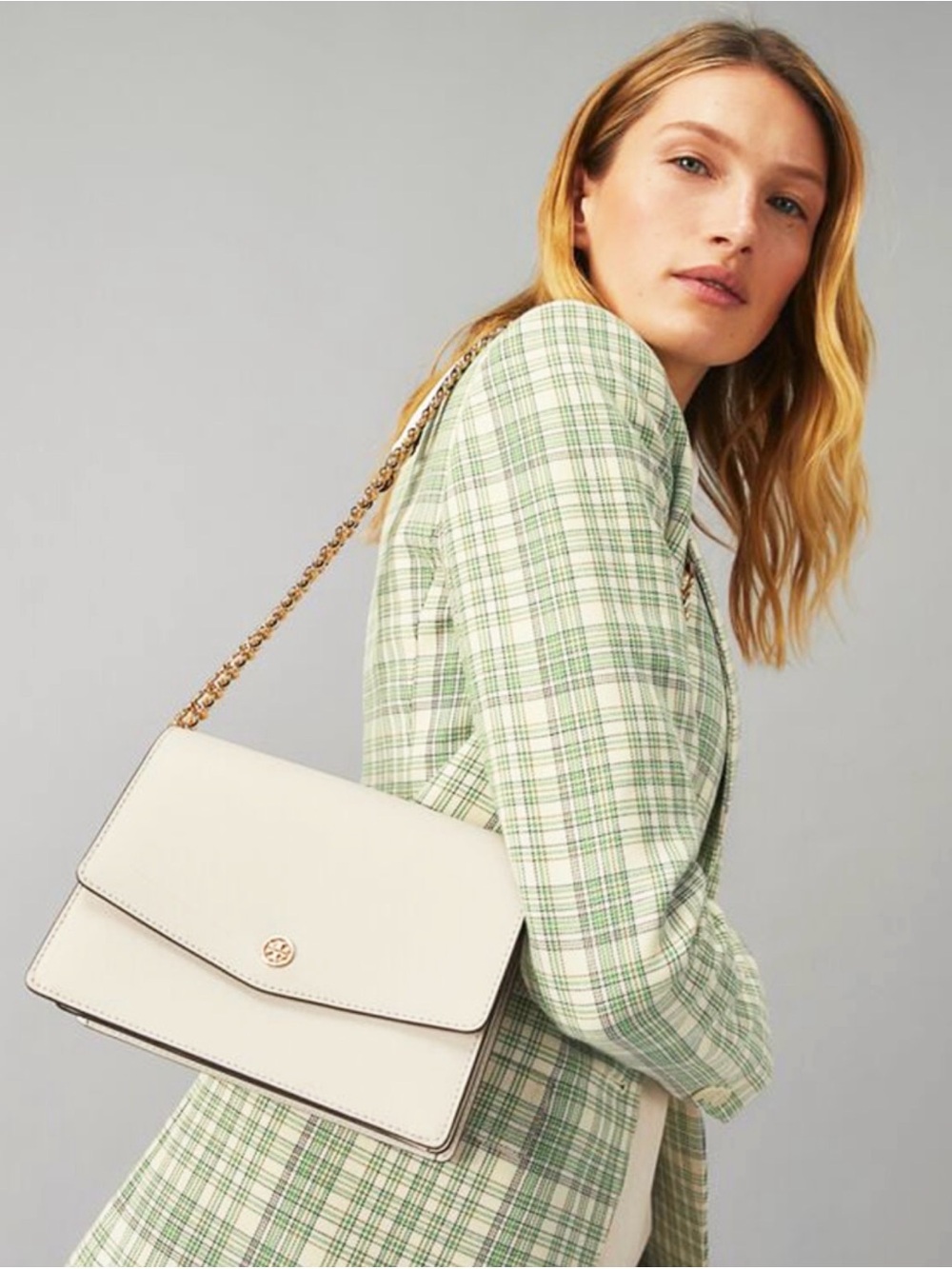 Tory Burch Robinson Convertible Shoulder Bag – Cream/Ivory